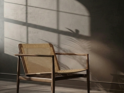 中古风休闲椅 休闲椅 藤编单椅 扶手椅