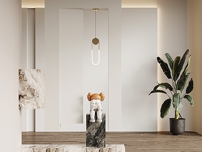 奶油风玄关 现代简约玄关隔断