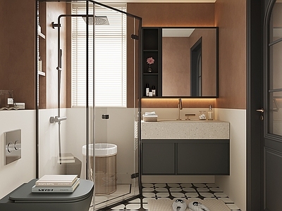 中古风公共卫生间 法式卫生间