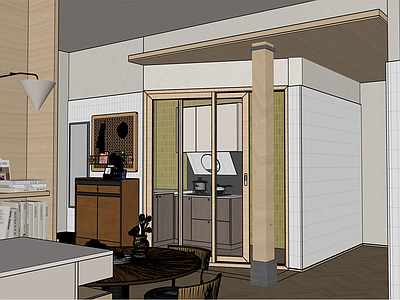 现代原木风客餐厅 客厅 包豪斯 大平层