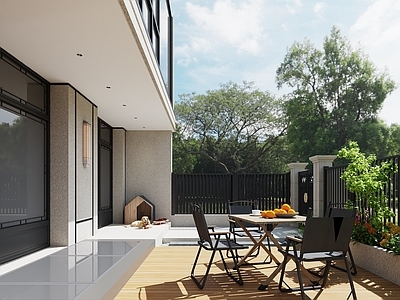 新中式庭院 别墅花园 庭院 花池 狗舍