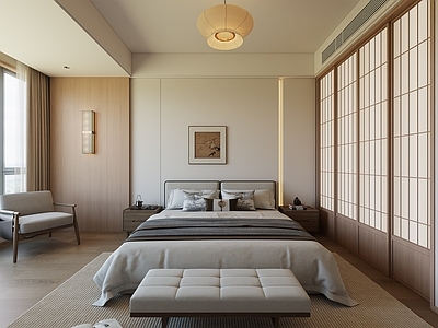 日式主卧 宋氏卧室 宋氏床具 宋氏吊灯gu 挂画