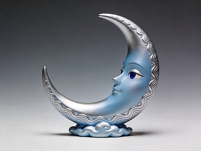 童话风雕塑摆件 月亮 卡通 童话 雕塑 摆件