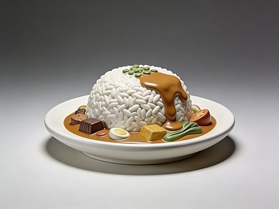 超写实主义雕塑摆件 咖喱饭 雕塑 美陈 摆件 美食