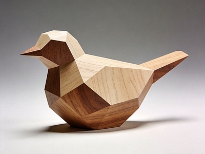 原木风雕塑摆件 木雕 小鸟 摆件 美陈 AI渲染