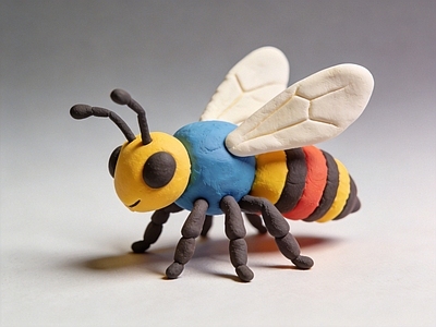 黏土风雕塑摆件 蜜蜂 彩泥 黏土 雕塑 摆件