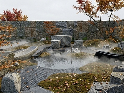 日式禅意别墅庭院 庭院 枯山水 微景观 石头