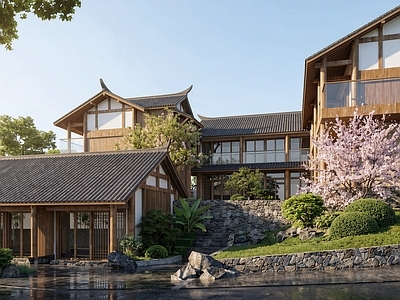 新中式民宿建筑 中式民宿度假酒店 新中式民宿建筑