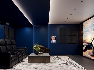 现代轻奢影音室 别墅 影音室