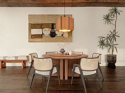 中古风餐桌椅 中古餐厅 侘寂餐厅 餐桌椅组合 餐桌 餐椅