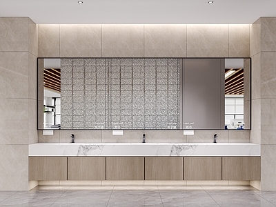 现代简约公共卫生间 公共卫生间 男卫 女卫 盥洗区