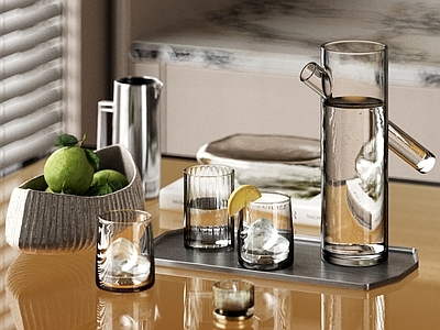 现代简约餐具 餐具摆件 玻璃杯水杯 水壶水杯 餐桌摆件 水果摆盘