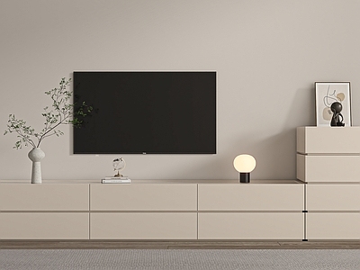 奶油风家居客厅 现代奶油电视柜