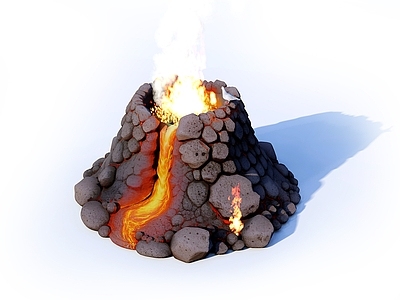 卡通风格塑山地形 小火山