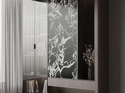 现代极简黑白灰客厅 书柜 置物柜