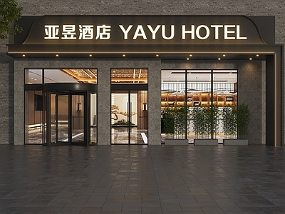 新中式门头 酒店门头 商务酒店门头 宾馆门头 连锁酒店门头 快捷酒店门头