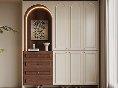 奶油风玄关柜 鞋柜