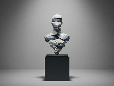 极简主义雕塑摆件 艺术雕塑 石头雕塑 人头雕塑