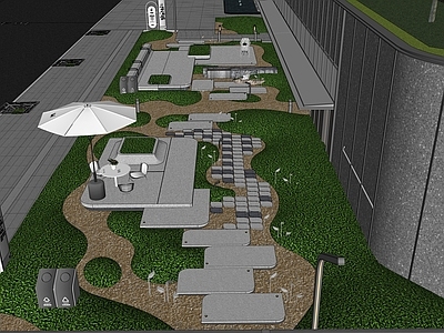 现代简约住宅区景观 现代街角花园