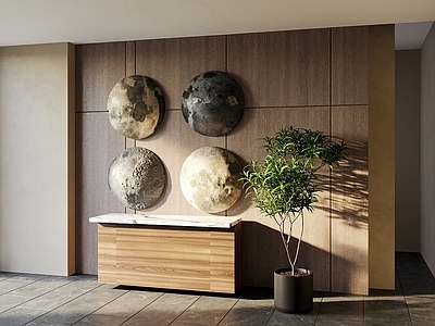 现代简约酒店入口 现代墙饰圆形墙饰 月球墙饰 挂件  壁挂 装饰墙饰