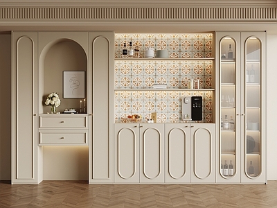 奶油风酒柜