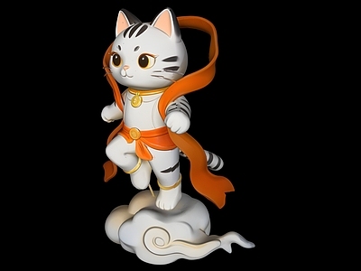 新中式雕塑摆件 卡通动物猫雕塑