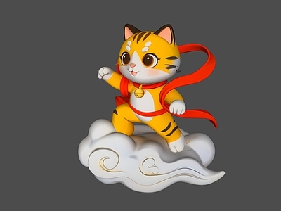 新中式雕塑摆件 卡通动物猫雕塑