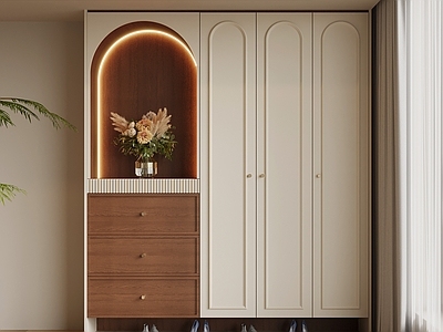 奶油风鞋柜 玄关柜