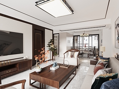 新中式大平层客餐厅