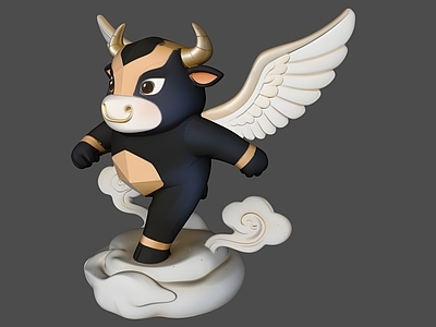 新中式虚拟人物 卡通牛雕塑