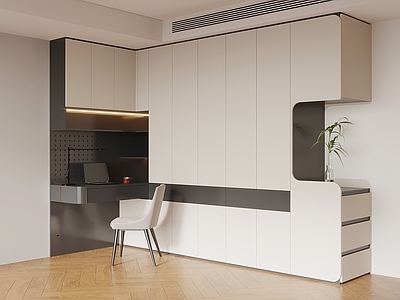 现代简约储物柜 衣柜 书桌椅一体柜