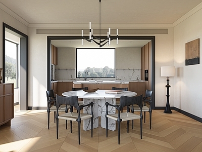 现代简约别墅客餐厅 轻法客餐厅 现代中古餐厅x 现代别墅餐厅 餐桌椅组合 现代中古家具餐厅