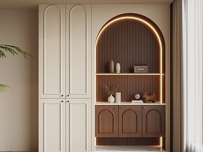 奶油风鞋柜 玄关柜