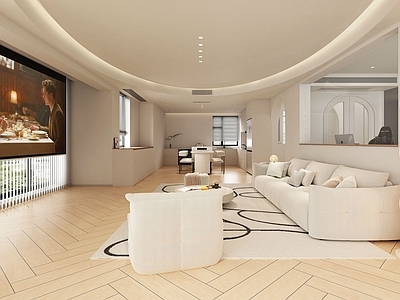 奶油风大平层客餐厅