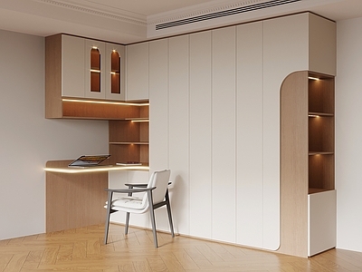 现代衣柜 书桌椅一体柜
