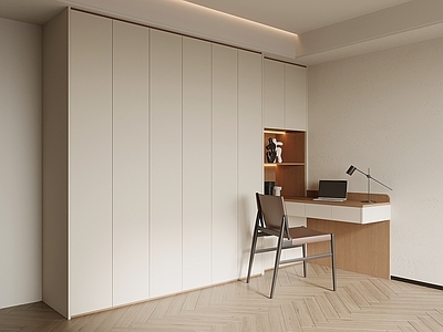 奶油风储物柜 衣柜 书桌椅一体柜