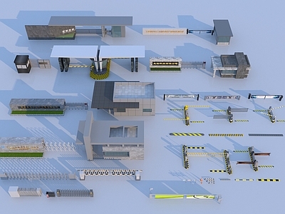 现代简约门组合 现代入口大门  道闸门卫闸机