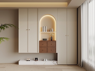 奶油风鞋柜 玄关柜