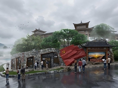 新中式景观景墙 旅游区文化墙 红色文化景墙 特色文化展示墙
