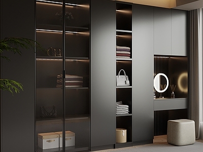 意式极简衣帽间 衣柜 梳妆台