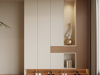 奶油风鞋柜 玄关柜