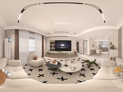 奶油风大平层客餐厅