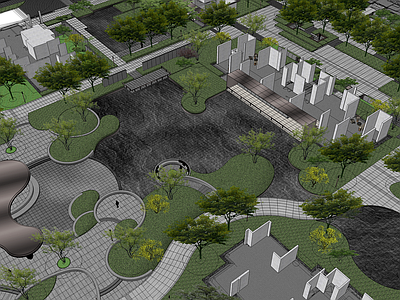 现代小区景观 儿童 高端小区 风格 水景