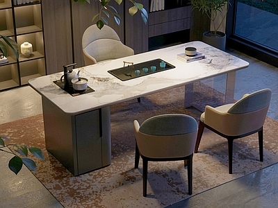 新中式茶桌椅 现代茶室    茶桌椅  饰品  地毯茶具岩板