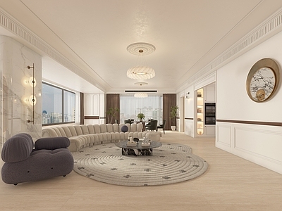 奶油风大平层客餐厅