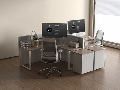 现代简约办公桌 现代办公桌椅  工位电脑桌旋转椅 办公室屏风卡座 职员办公桌椅组合