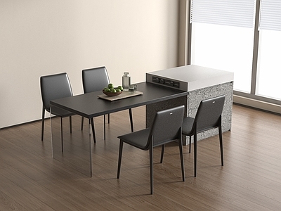 现代简约岛台 现代意式岛台  餐厅岛台 吊灯  餐桌餐椅  餐桌摆件