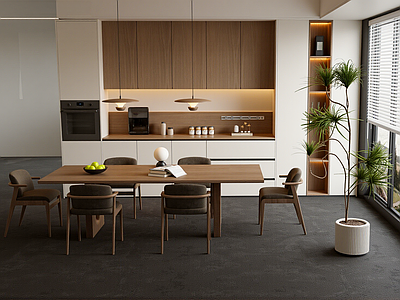 现代简约家居餐厅 侘寂家居餐厅  实木椅 椅组合