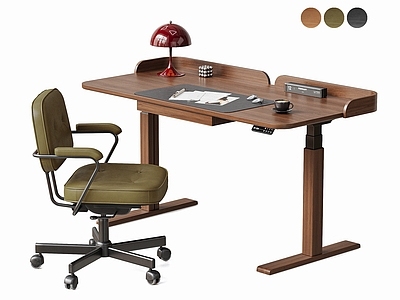 中古风书桌椅 IKEA 升降桌电脑桌书桌 办公桌办公椅 胡桃木电动升降桌 简约实木家用书桌