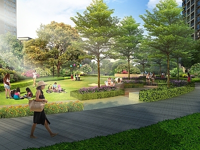 现代园林住宅景观 园林 景观 小区 草坪